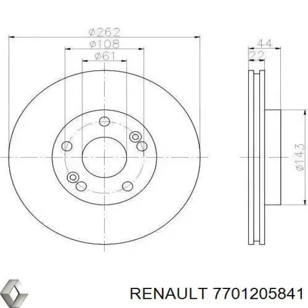 7701205841 Renault (RVI) freno de disco delantero