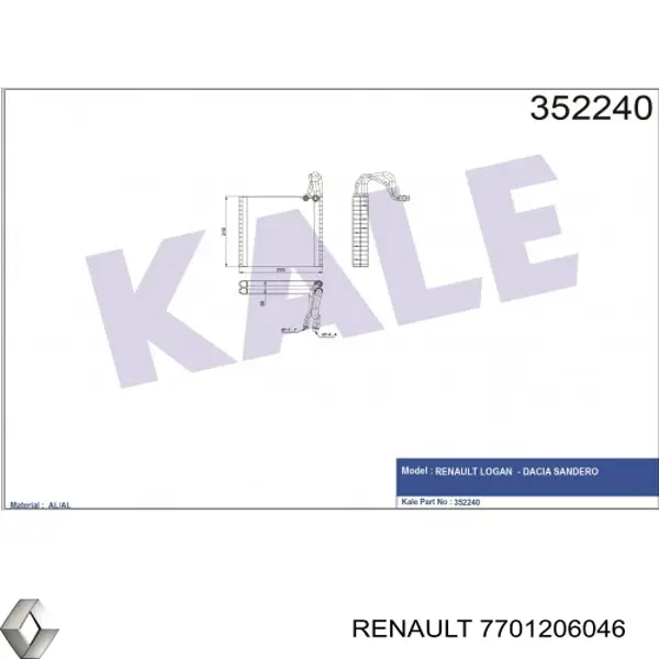 7701206046 Renault (RVI) Evaporador, aire acondicionado