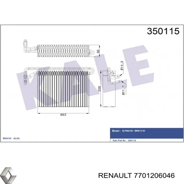 Comprar 7701206046 Renault (RVI) Evaporador de aire acondicionado