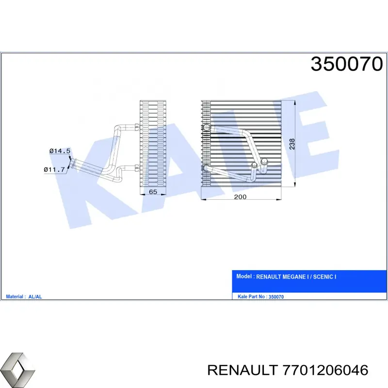7701206046 Renault (RVI) evaporador, aire acondicionado