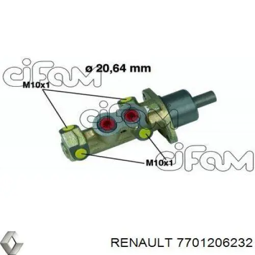 7701206232 Renault (RVI) bomba de freno