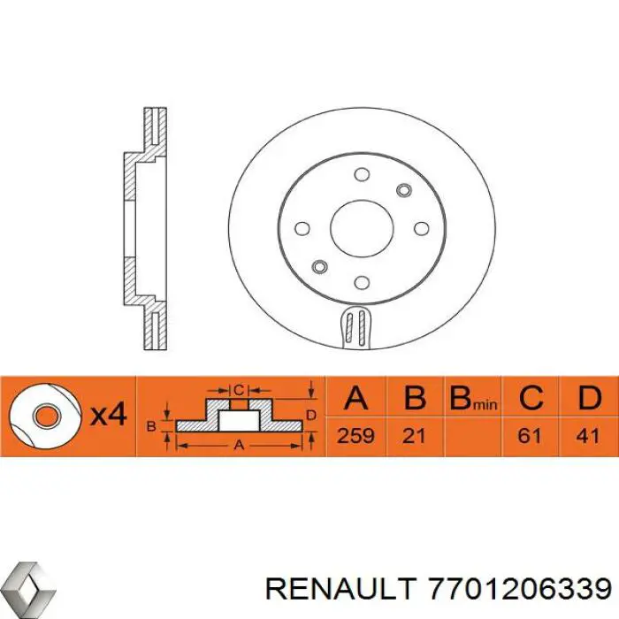 7701206339 Renault (RVI) Discos