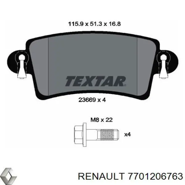 Pastillas traseras de freno Renault (RVI) 7701206763 precio, desde 23,15 EUR
