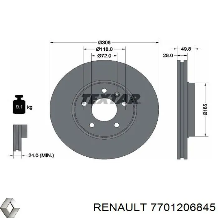 Freno de disco delantero Renault Trafic 2 FL