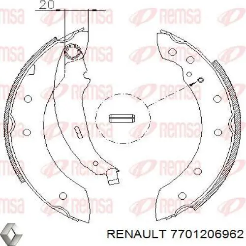 Comprar 7701206962 Renault (RVI) Zapatas de freno