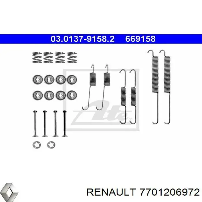 7701206972 Renault (RVI) kit de montaje, zapatas de freno traseras