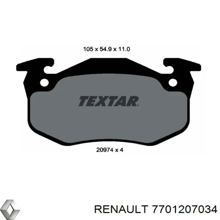 Comprar 7701207034 Renault (RVI) Pastillas de freno traseras