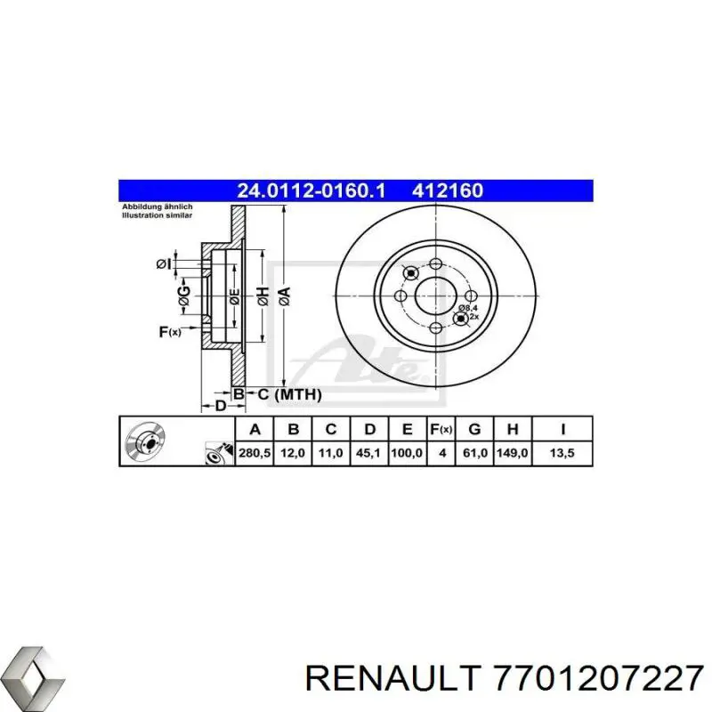 Comprar 7701207227 Renault (RVI) Disco de freno trasero