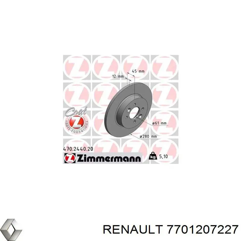 Disco de freno trasero Renault (RVI) 7701207227 precio, desde 38,35 EUR