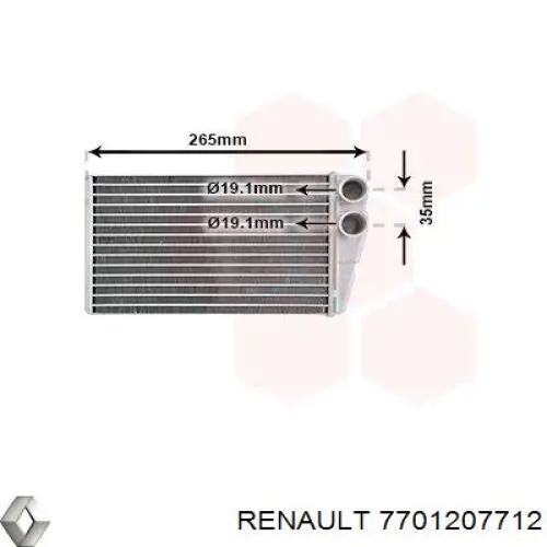 7701207712 Renault (RVI) radiador de calefacción