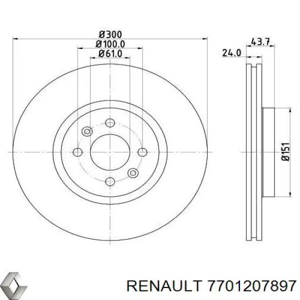 Comprar 7701207897 Renault (RVI) Freno de disco delantero