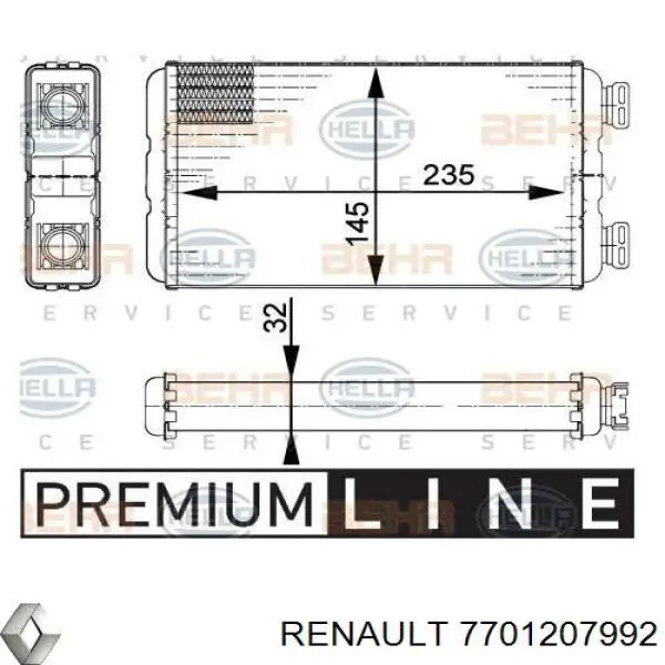 Comprar 7701207992 Renault (RVI) Radiador calefacción
