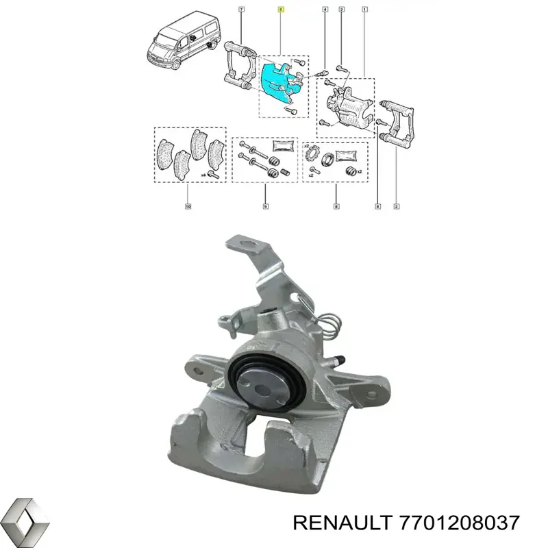 Pinza de freno trasera derecha Renault (RVI) 7701208037 precio, desde 6,66 EUR
