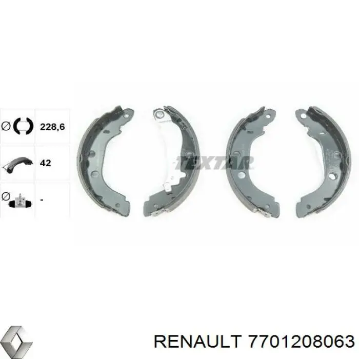 7701208063 Renault (RVI) zapatas de frenos de tambor traseras
