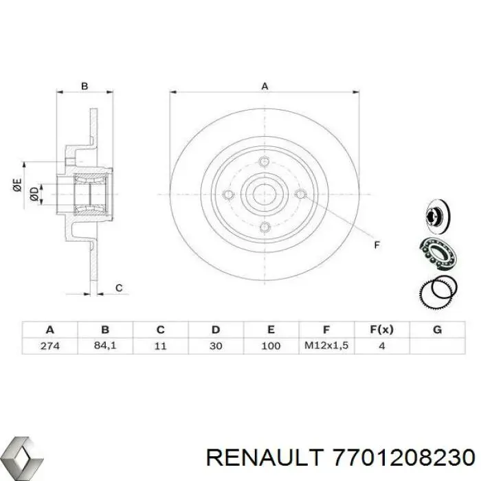 Disco de freno trasero Renault (RVI) 7701208230 precio, desde 75,50 EUR