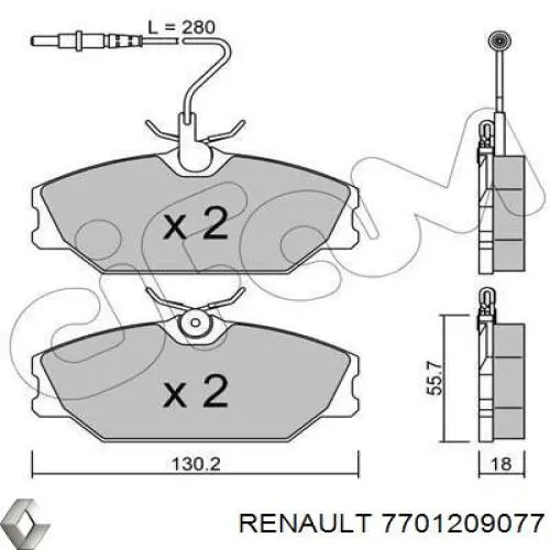 7701209077 Renault (RVI) pastillas de freno delanteras