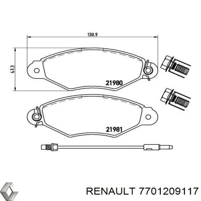 7701209117 Renault (RVI) pastillas de freno delanteras