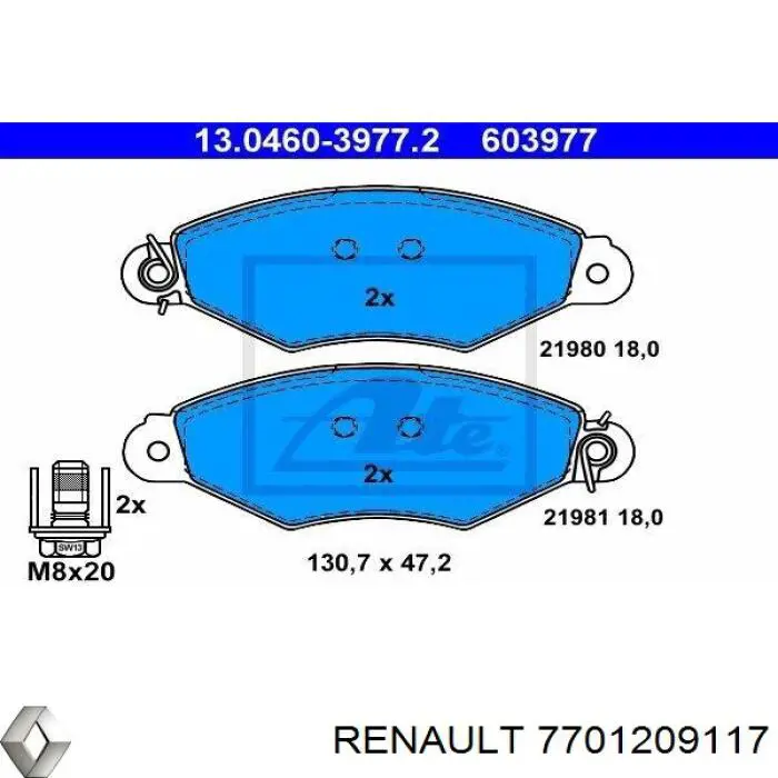 Comprar 7701209117 Renault (RVI) Pastillas delanteras de freno