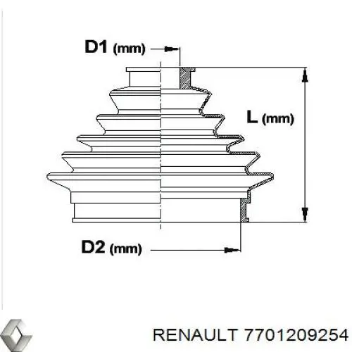 Fuelle transmisión delantero exterior Renault (RVI) 7701209254 precio, desde 6,27 EUR