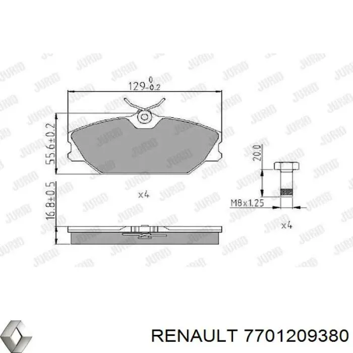 7701209380 Renault (RVI) pastillas de freno delanteras