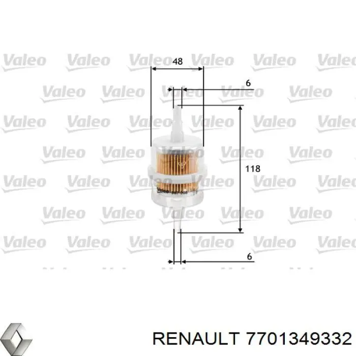 7701349332 Renault (RVI) filtro combustible