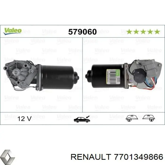 7701349866 Renault (RVI) Motor del limpiaparabrisas