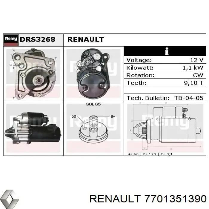 7701351390 Renault (RVI) motor de arranque