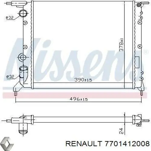 7701412008 Renault (RVI) radiador refrigeración del motor