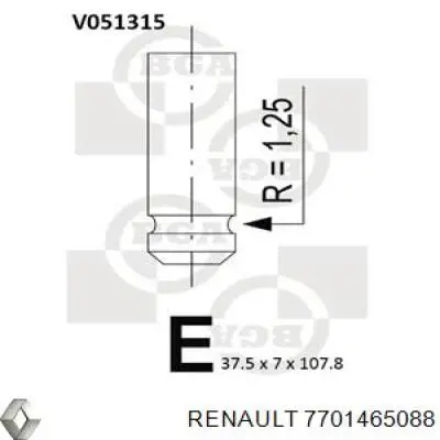 7701465088 Renault (RVI) válvula de admisión