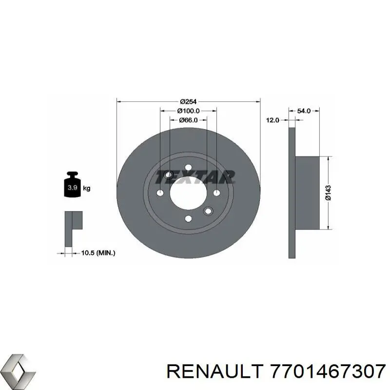 Comprar 7701467307 Renault (RVI) Disco de freno trasero