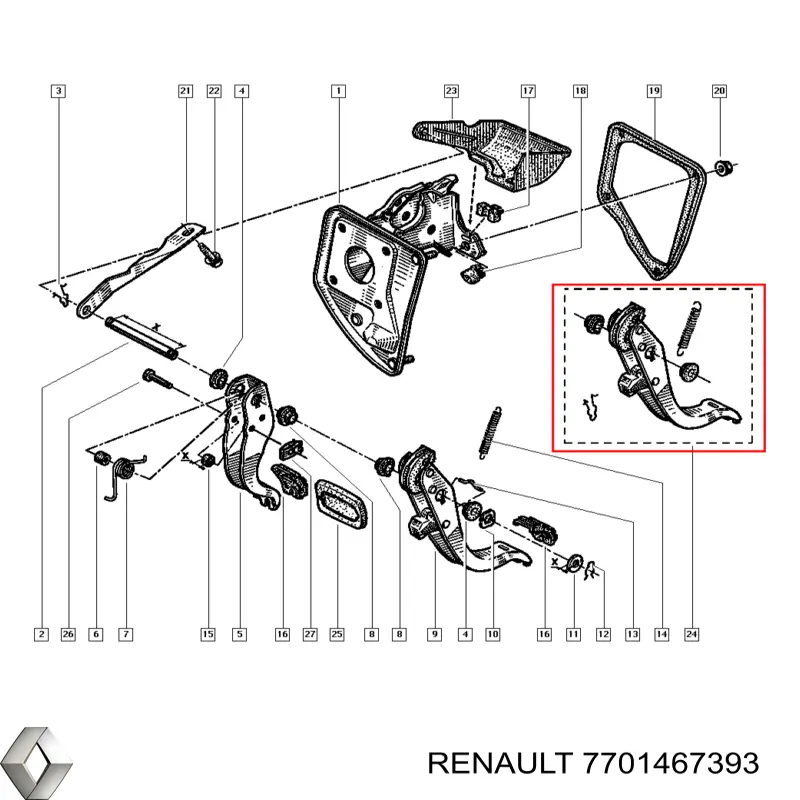 Pedal de embrague Renault 19 II hatchback (B53, C53) (1992 - 1995) precio, desde 7,56 EUR