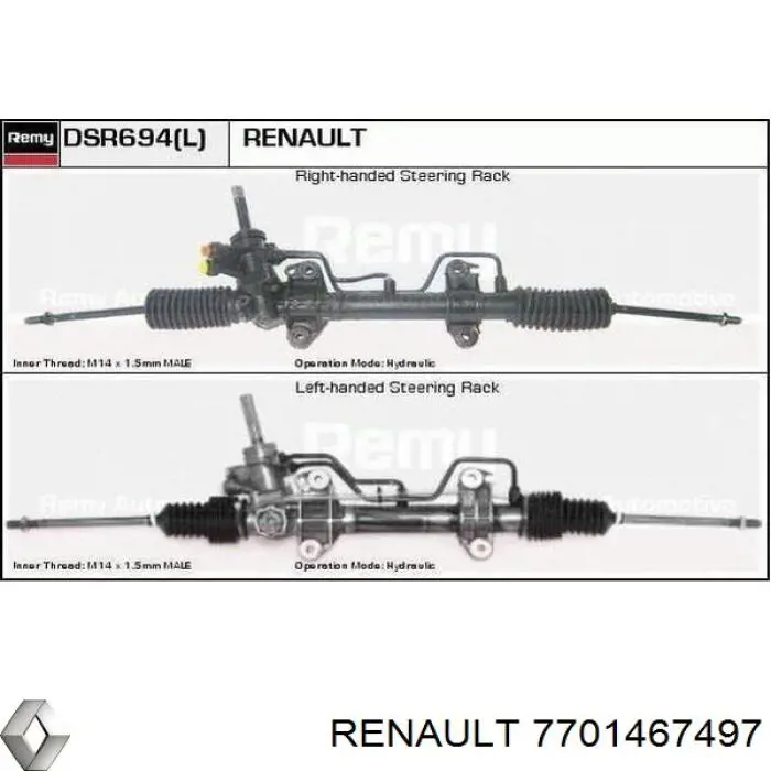 7701467497 Renault (RVI) cremallera de dirección