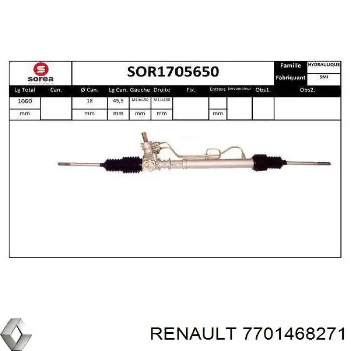 Engranaje de dirección Renault (RVI) 7701468271 precio, desde 201,31 EUR