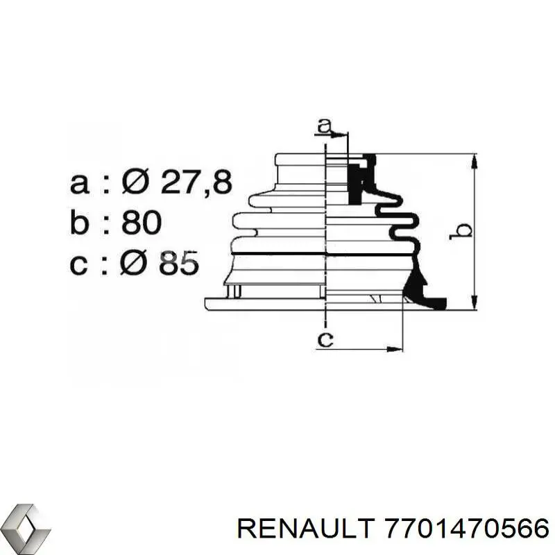 Comprar 7701470566 Renault (RVI) Fuelle, junta homocinética interna izquierda del semieje delantero