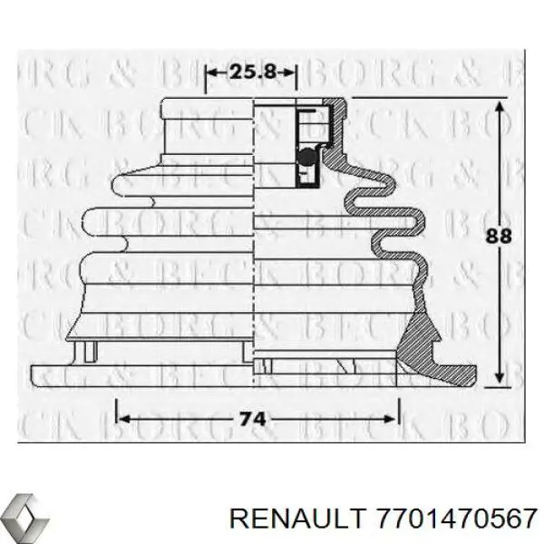 Fuelle, árbol de transmisión delantero interior izquierdo RENAULT 7701470567