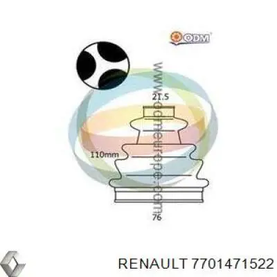 7701471522 Renault (RVI) fuelle, árbol de transmisión delantero interior