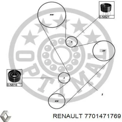 7701471769 Renault (RVI) kit de correa de distribución