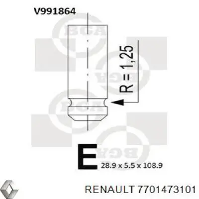 7701473101 Renault (RVI) válvula de escape