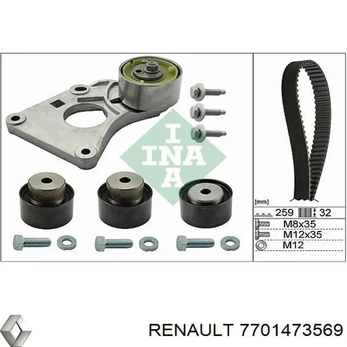 7701473569 Renault (RVI) kit de correa de distribución