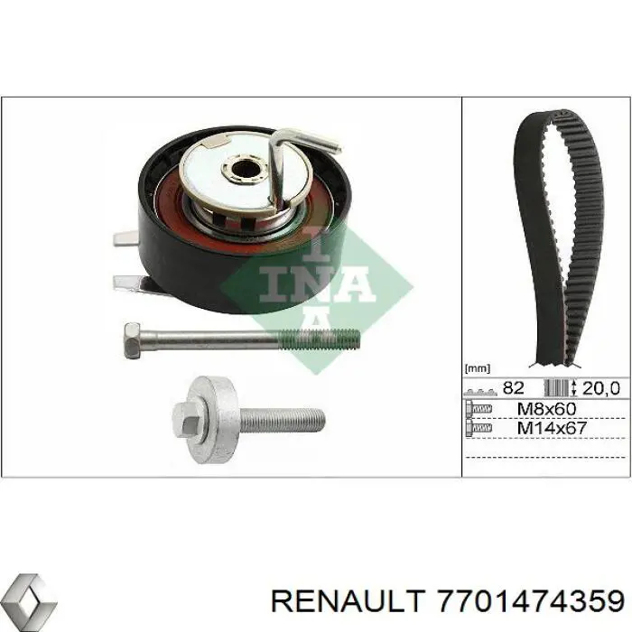 7701474359 Renault (RVI) kit de correa de distribución
