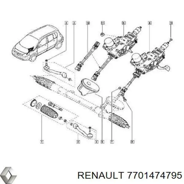 Comprar 7701474795 Renault (RVI) Rótula barra de acoplamiento exterior