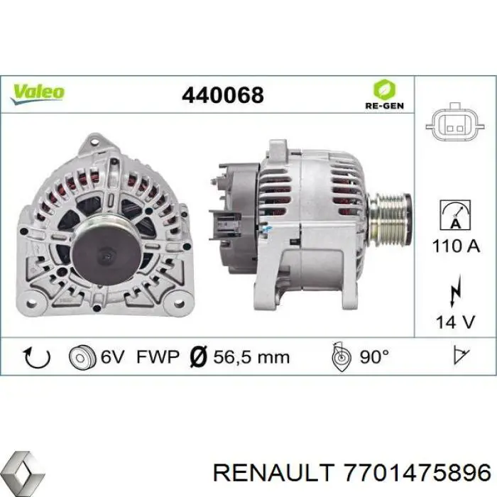 7701475896 Renault (RVI) alternador