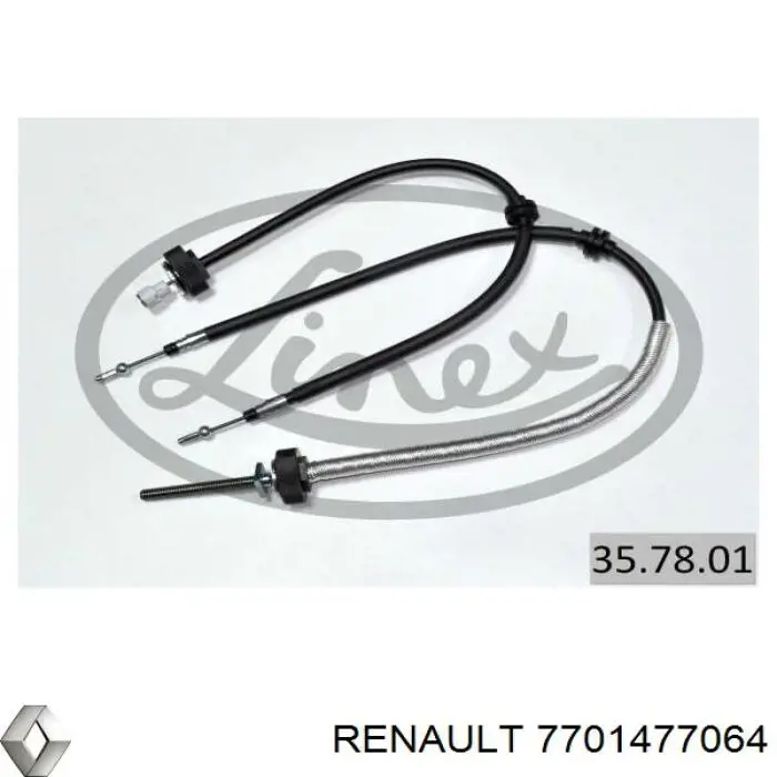 7701477064 Renault (RVI) Cable de freno de mano trasero derecho/izquierdo