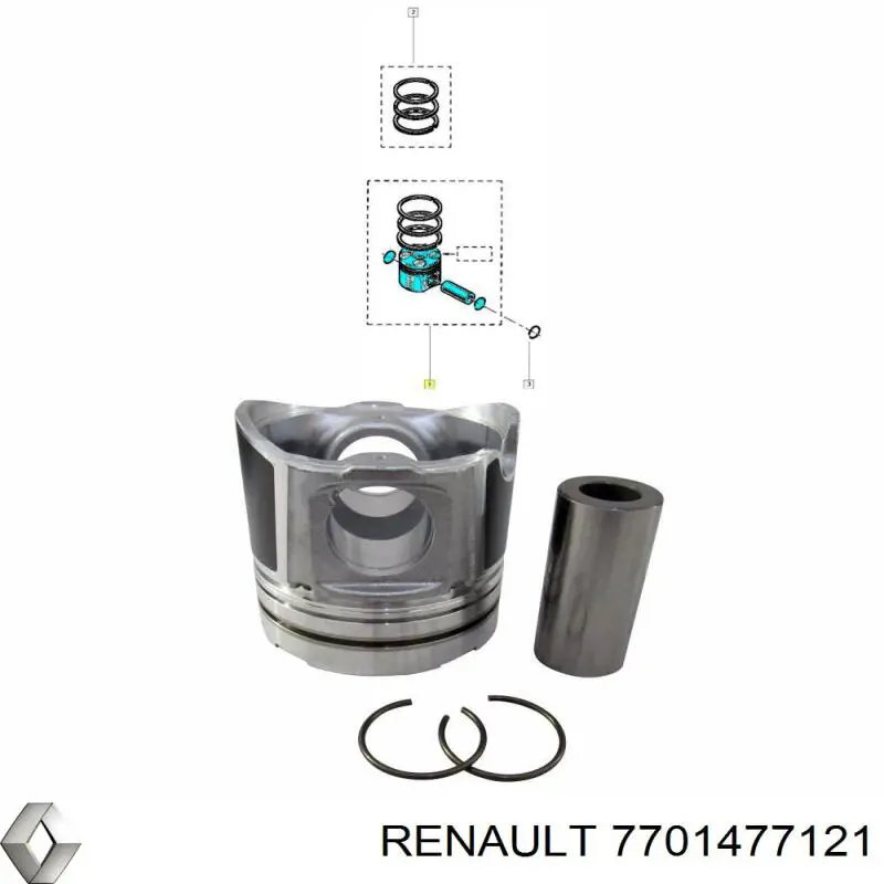 Comprar 7701477121 Renault (RVI) Pistón completo para 1 cilindro, segunda reparación (+0,50 mm)