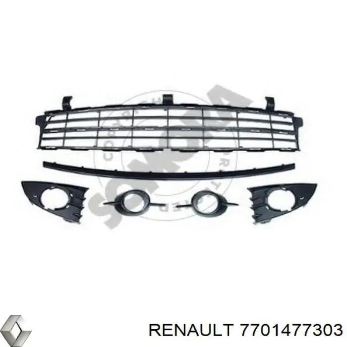 7701477303 Renault (RVI) rejilla de ventilación, parachoques trasero, central