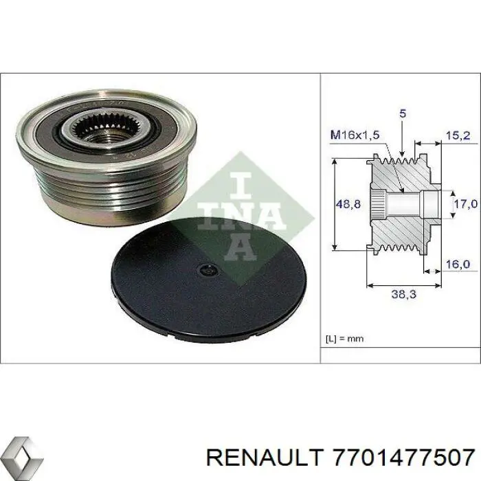 Polea rueda libre Renault (RVI) 7701477507 precio, desde 34,57 EUR