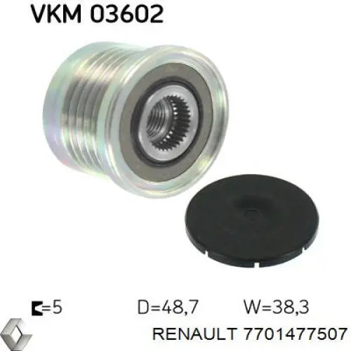 7701477507 Renault (RVI) Rueda libre alternador 