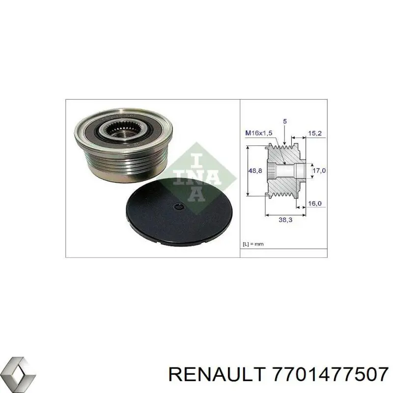 Comprar 7701477507 Renault (RVI) Rueda libre del alternador