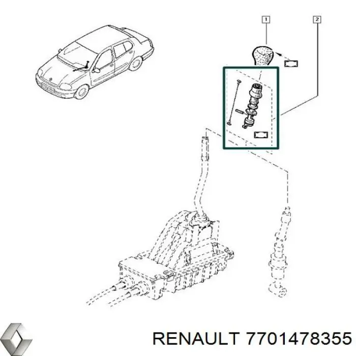 7701478355 Renault (RVI) palanca de cambios