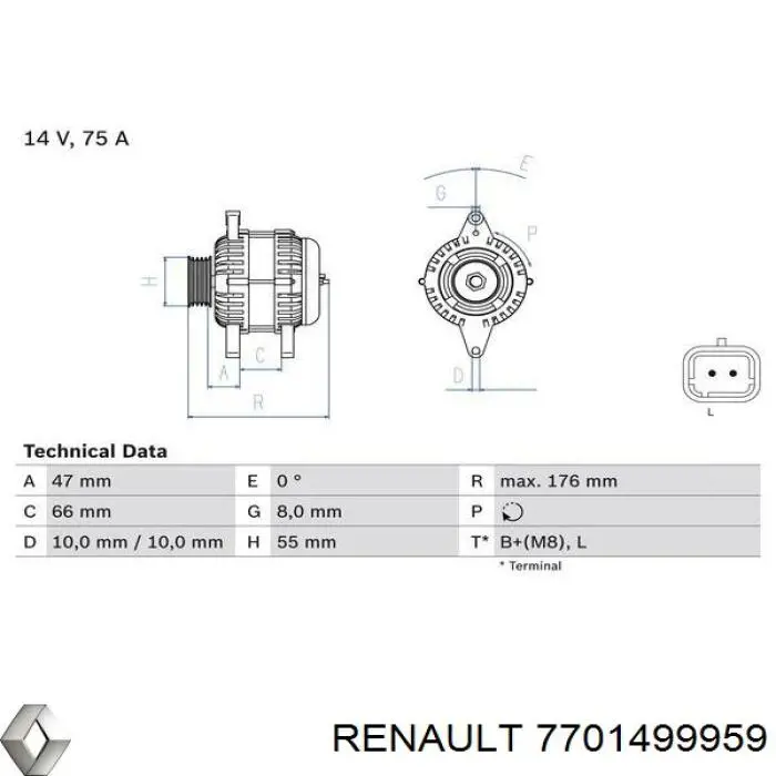 7701499959 Renault (RVI) alternador